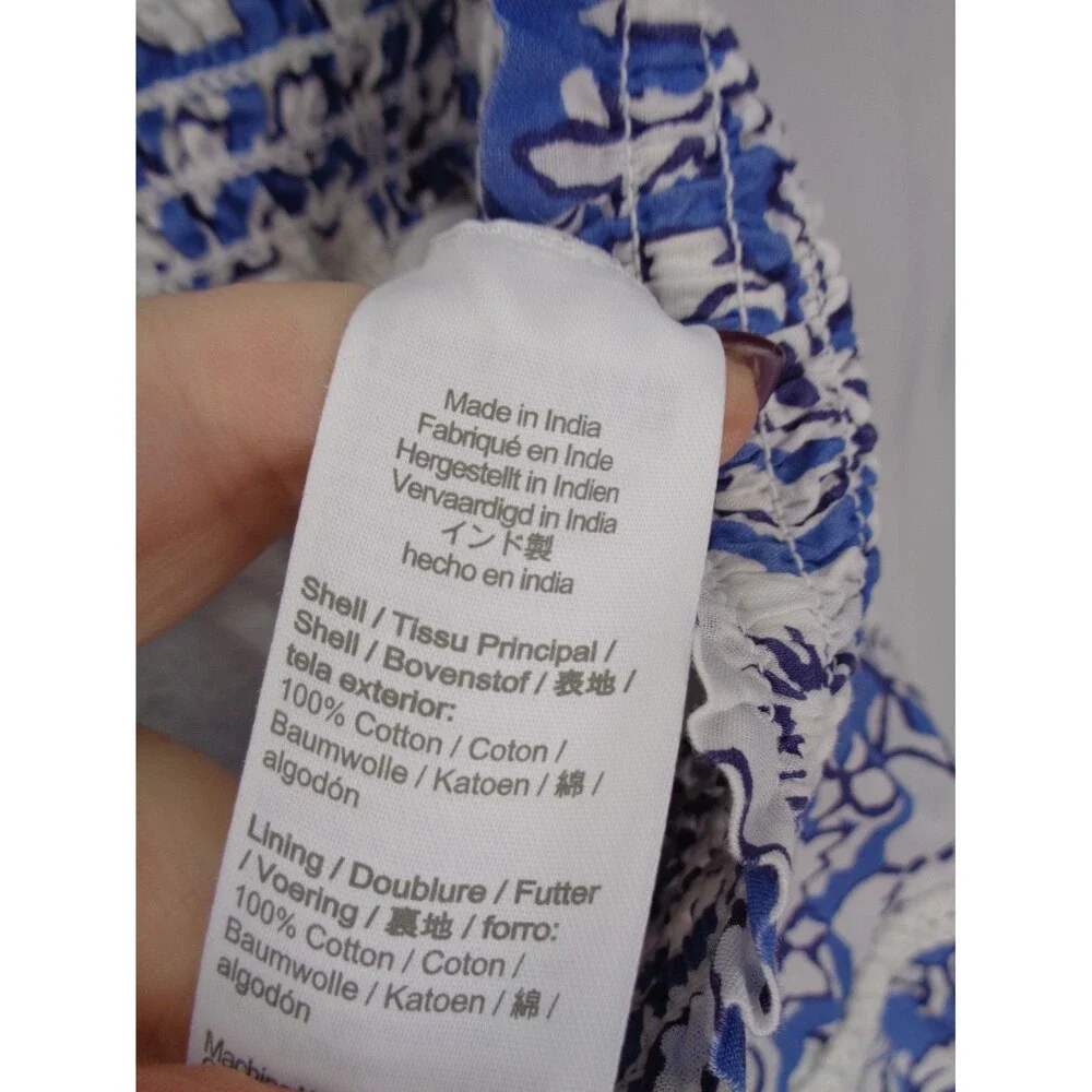 J Crew Blue Floral Tiered Mini Skirt Sz Medium Boho Prairie Cottagecore Smocked